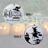 Personalized Halloween witch wind chime in multiple sizes